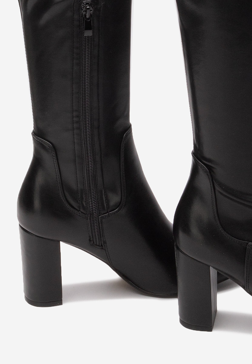 Czarne długie kozaki za kolano Leilani