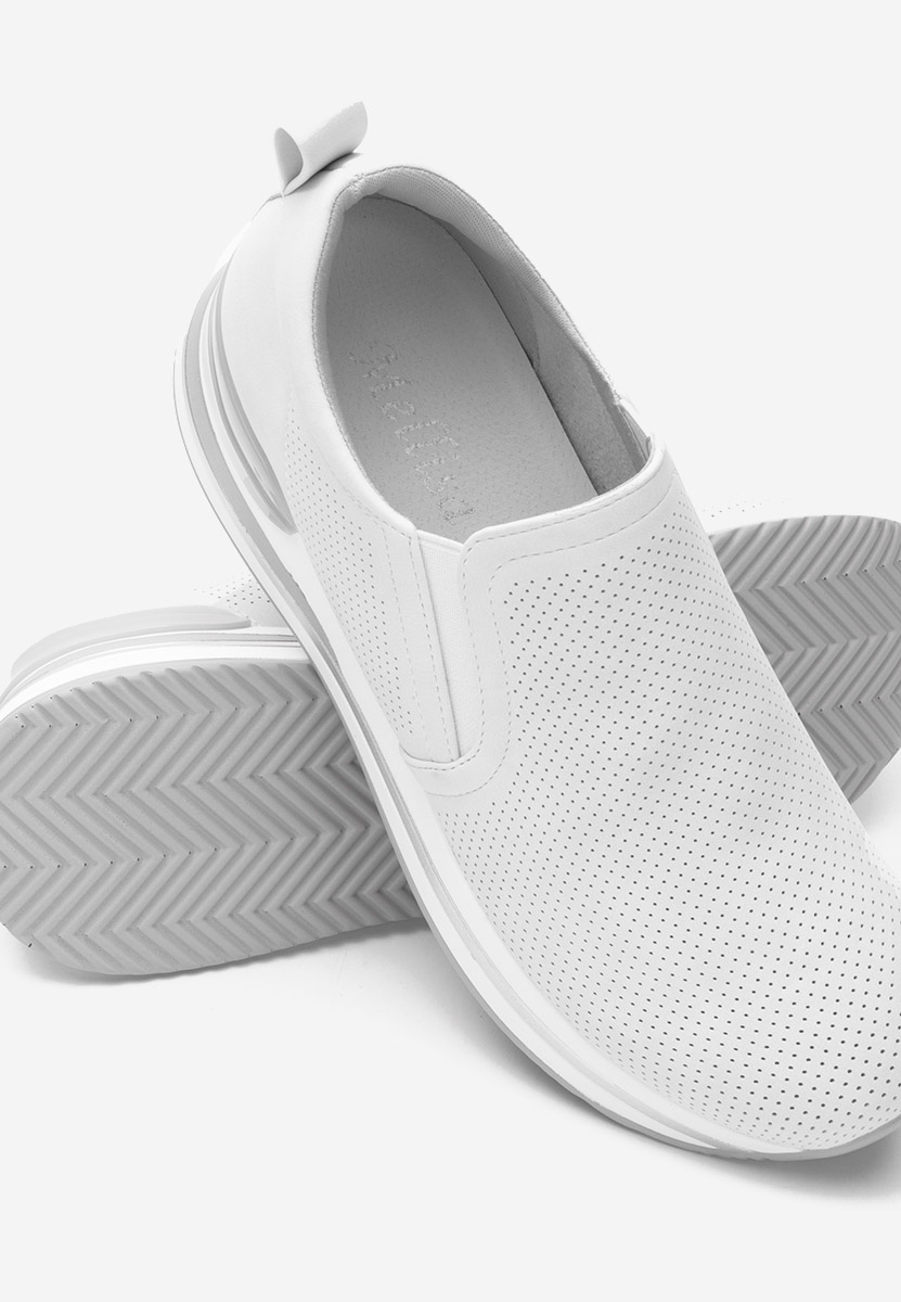 Białe sneakersy na koturnie Reba