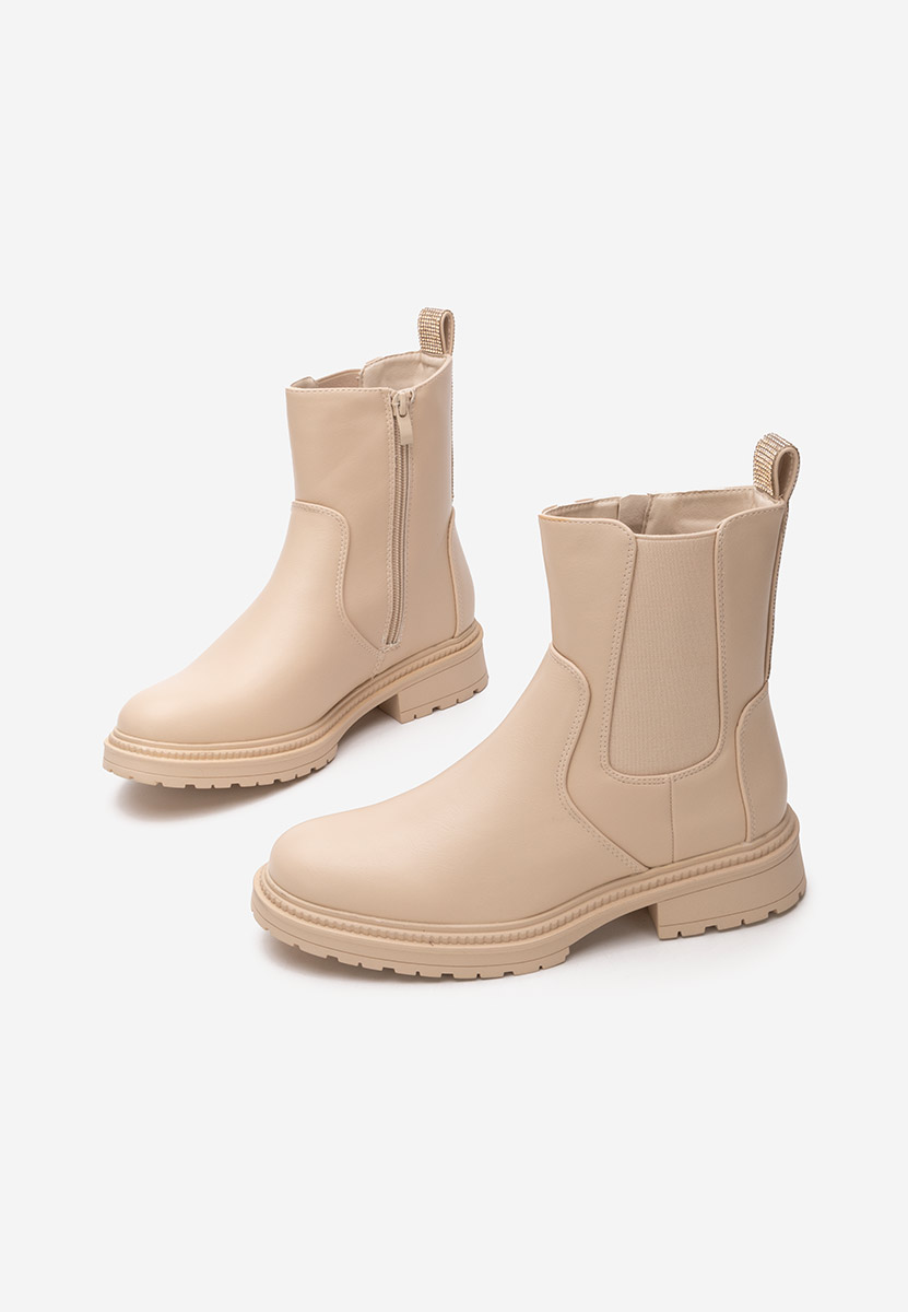 Beżowe botki płaskie Dalia