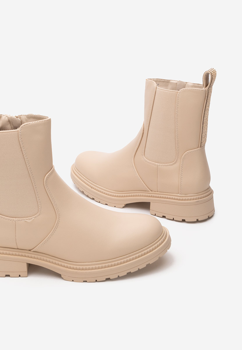 Beżowe botki płaskie Dalia