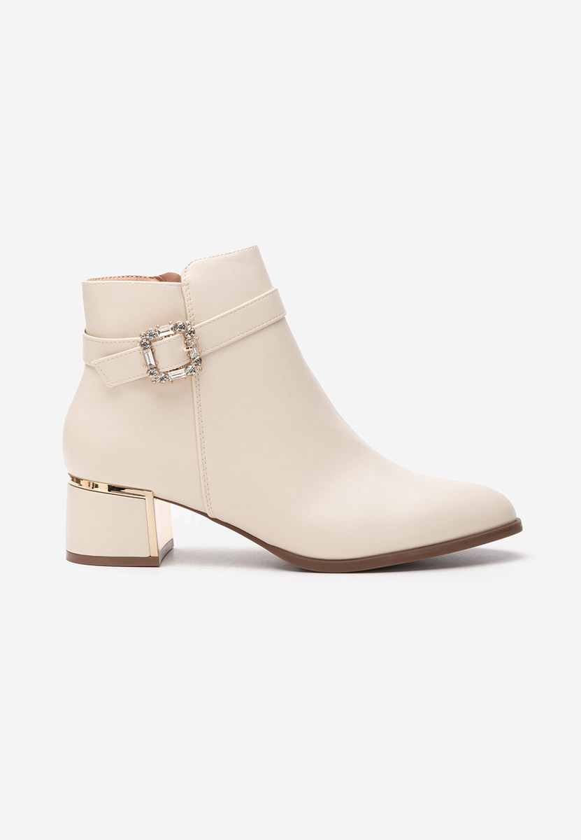 Beżowe botki na słupku Freina V2