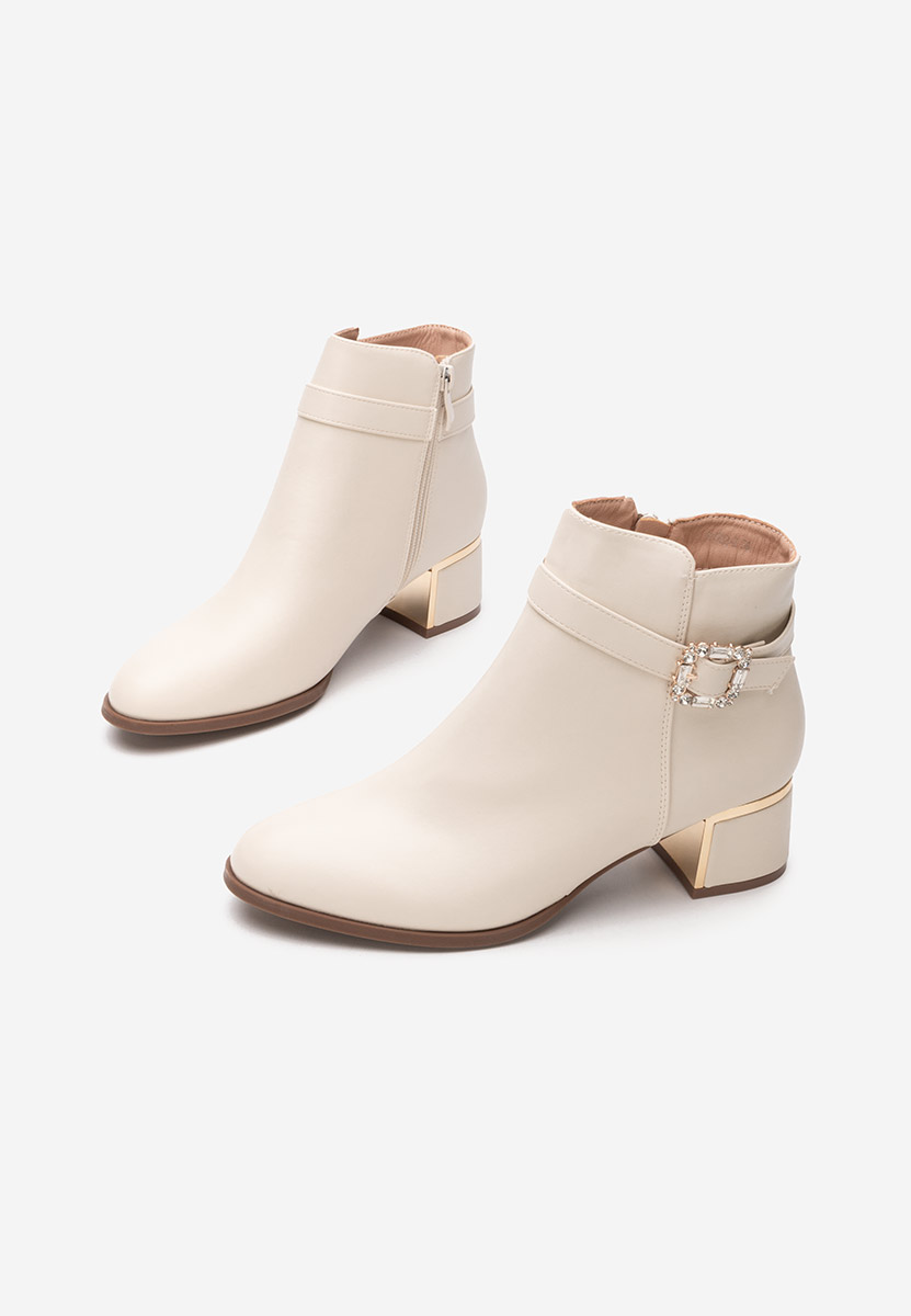 Beżowe botki na słupku Freina V2