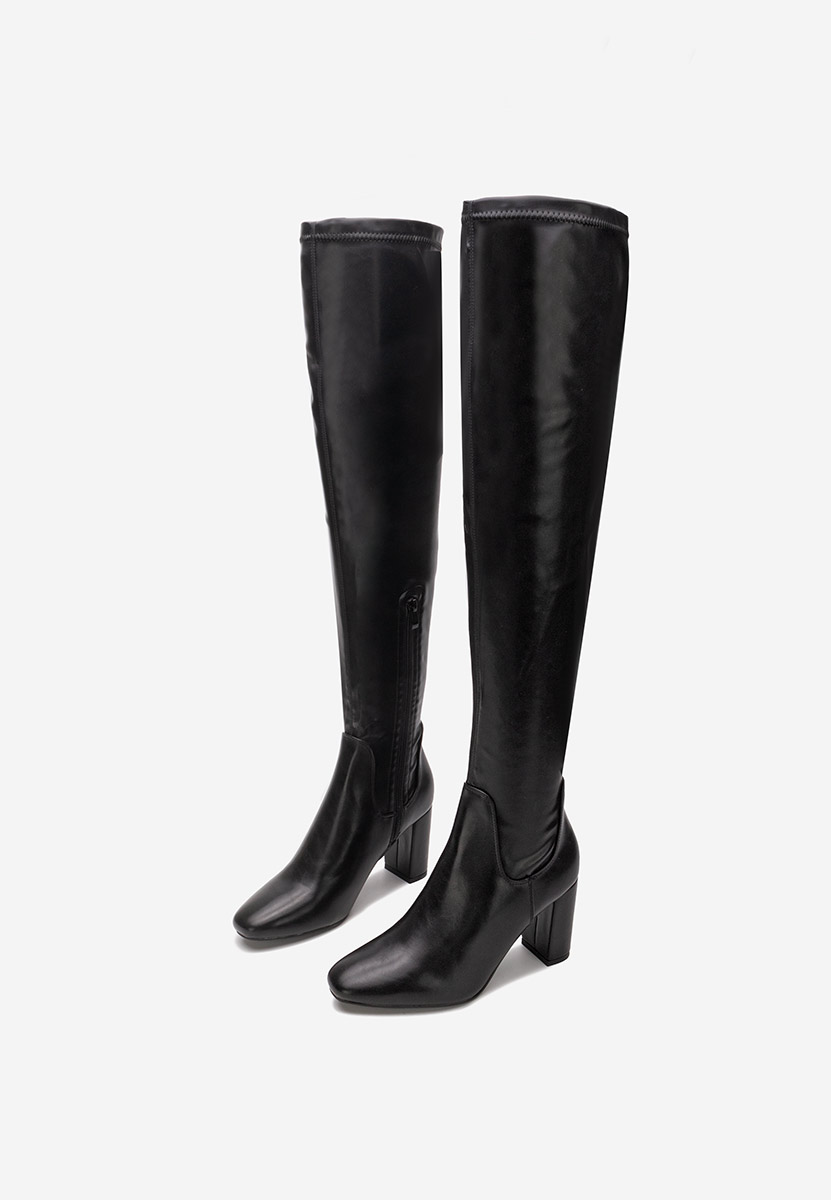 Czarne długie kozaki za kolano Leilani