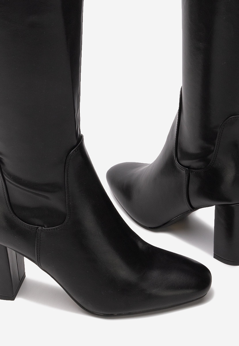 Czarne długie kozaki za kolano Leilani