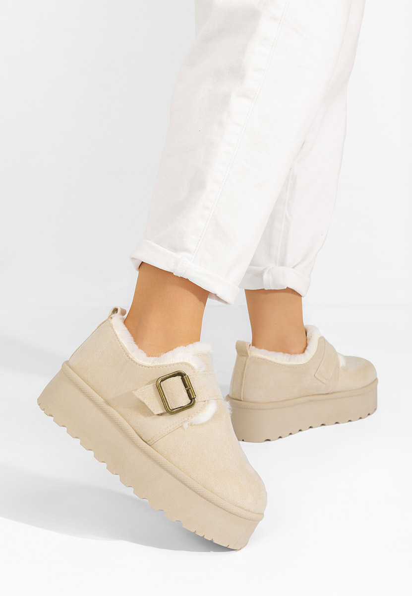 Beżowe botki damskie ocieplane Suzie Beżowe botki damskie ocieplane Suzie