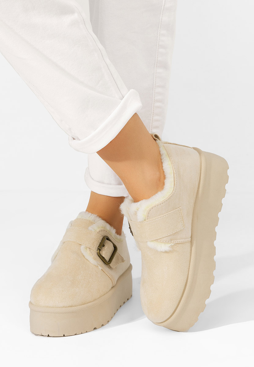 Beżowe botki damskie ocieplane Suzie Beżowe botki damskie ocieplane Suzie