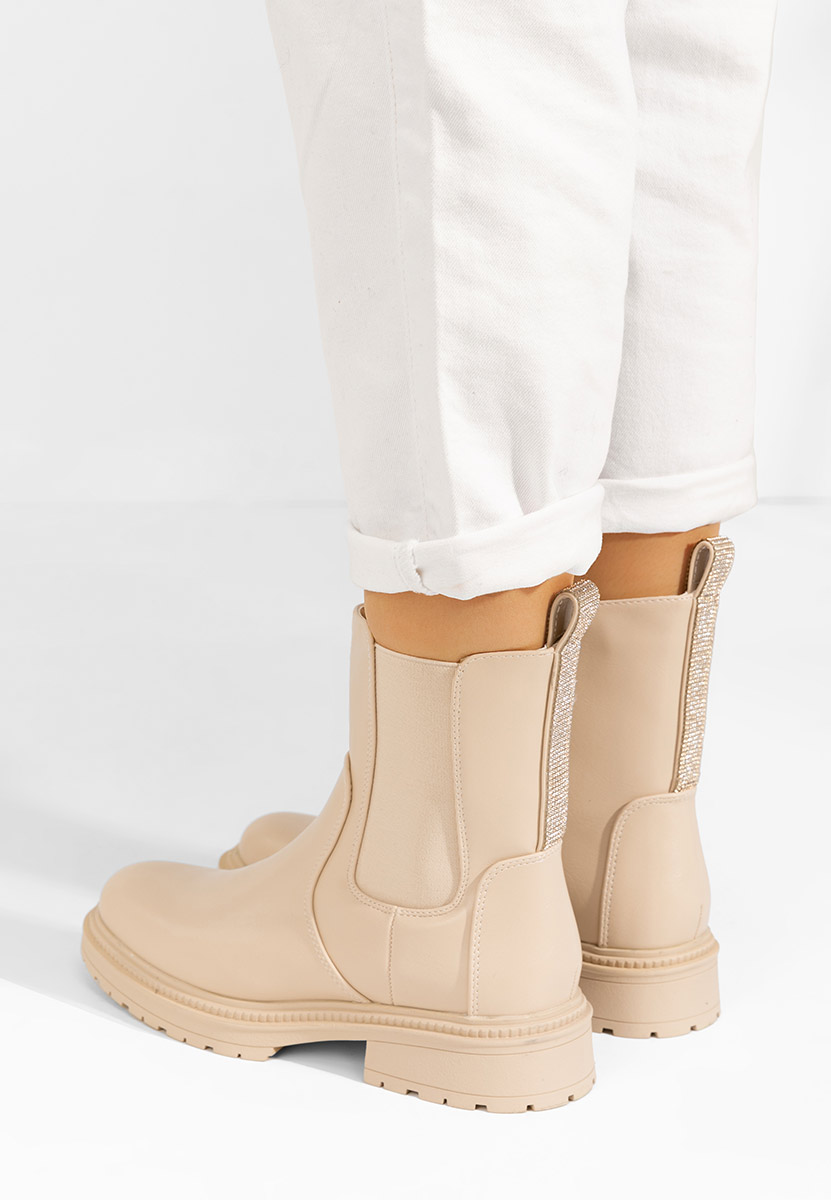 Beżowe botki płaskie Dalia