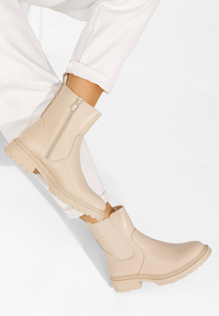 Beżowe botki płaskie Dalia