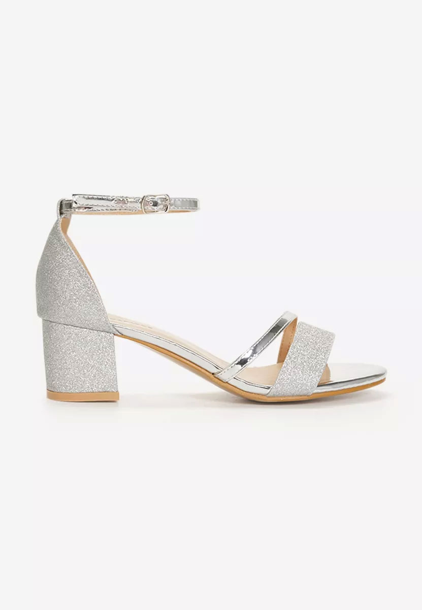 Srebrne eleganckie sandały Malena V5