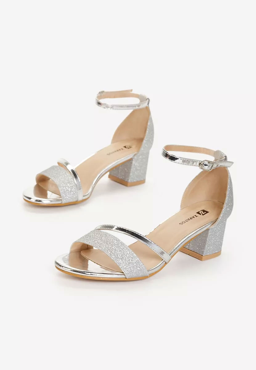 Srebrne eleganckie sandały Malena V5