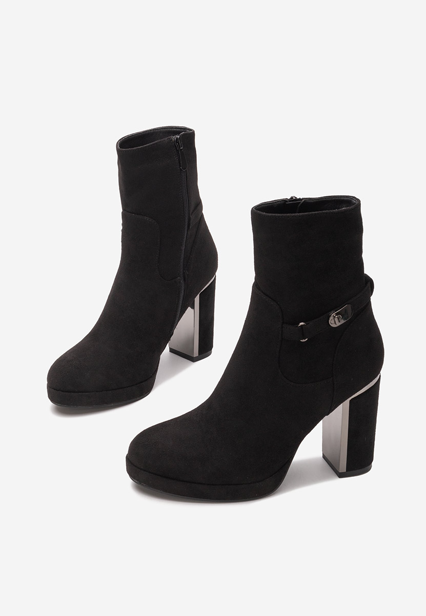 Czarne botki na słupku Chester