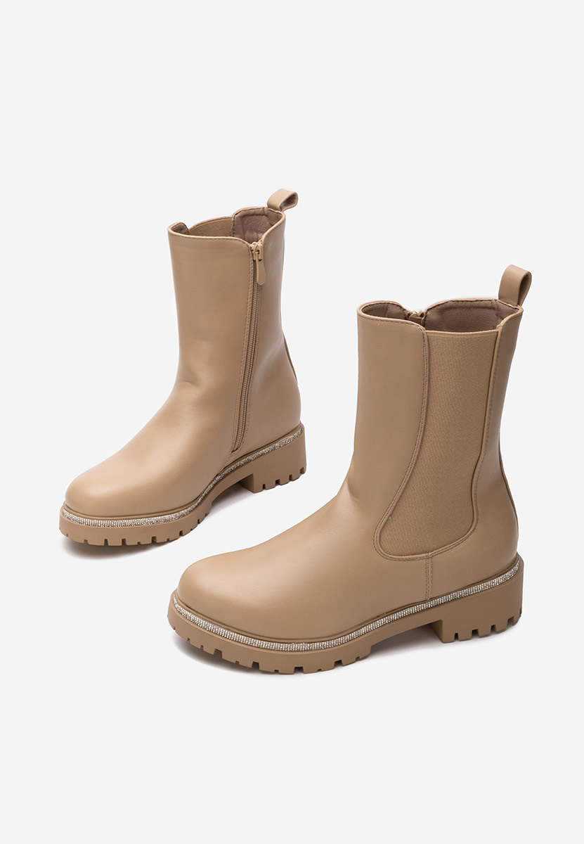 Khaki botki płaskie Kasadya