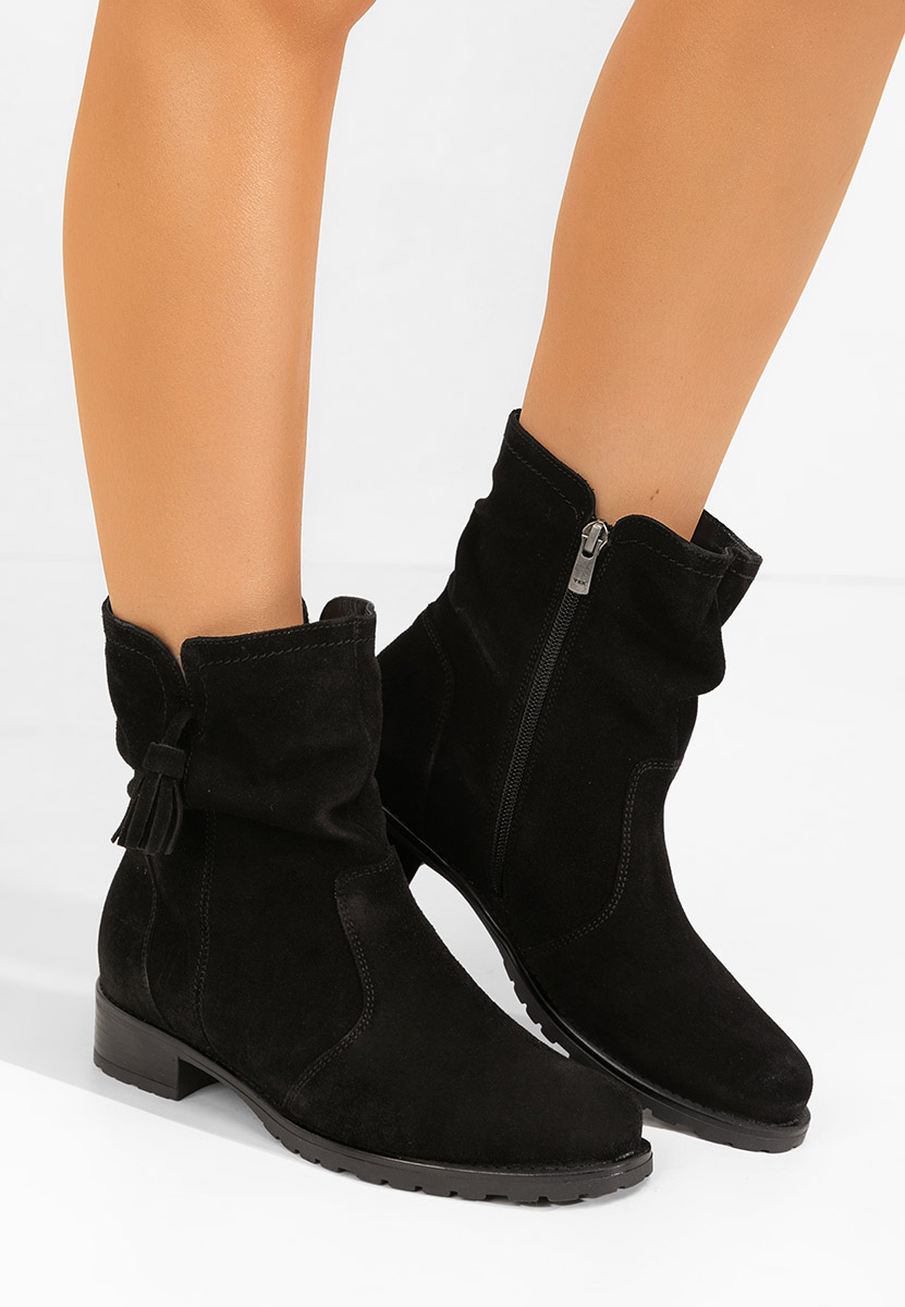 Czarne botki damskie skórzane Cristine V2