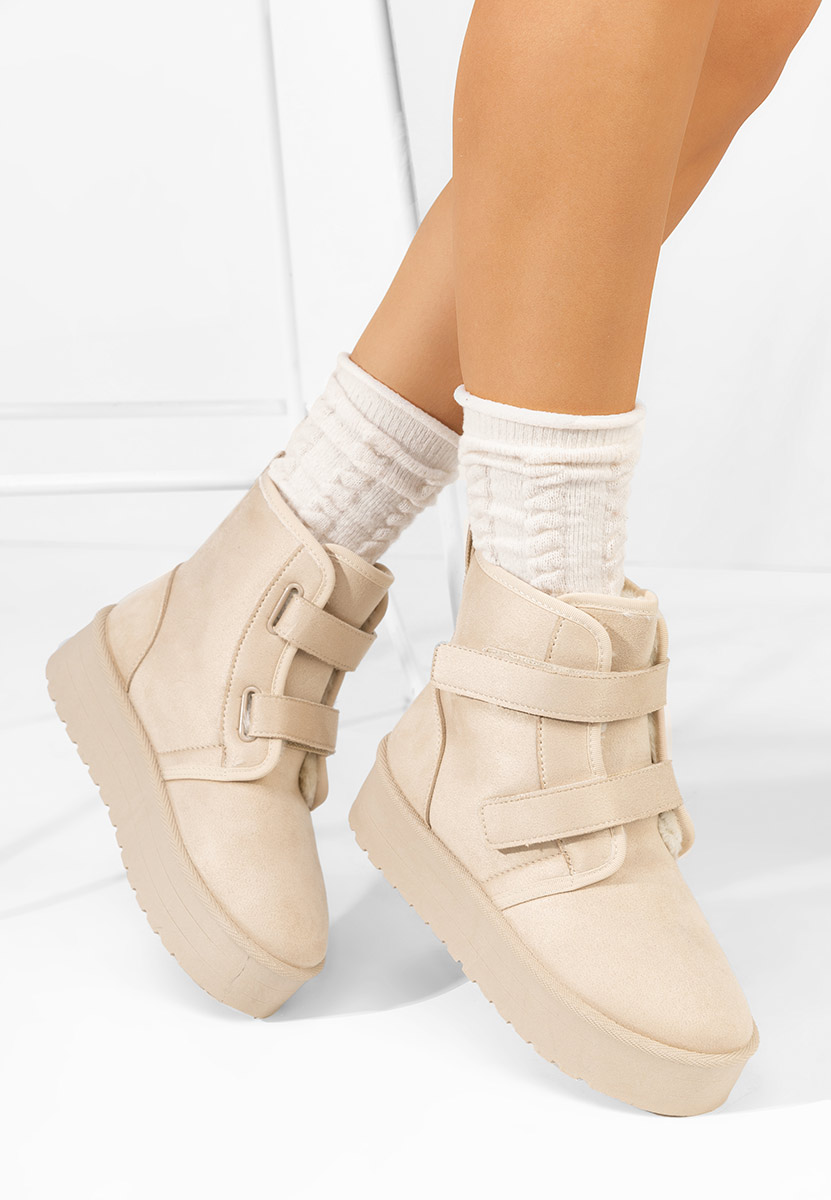 Beżowe botki na platformie Dagmar