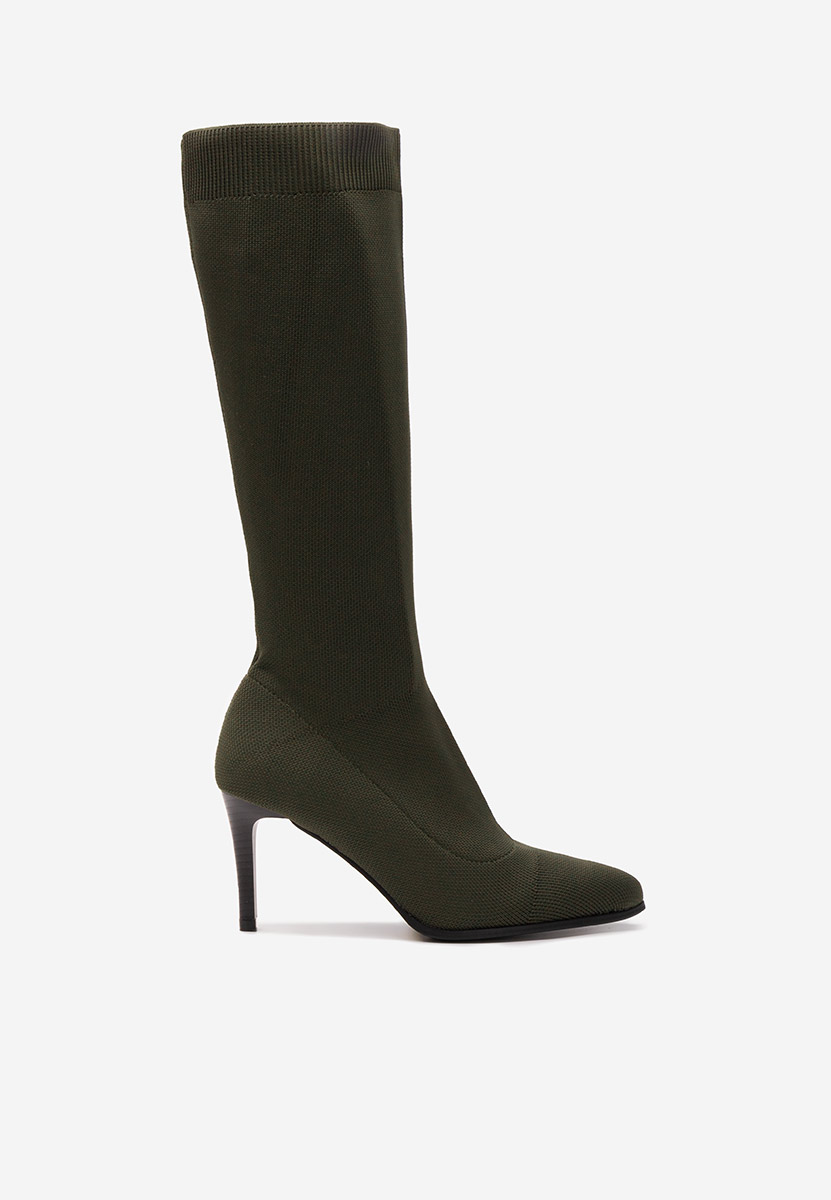 Zielone kozaki na szpilce Avibria