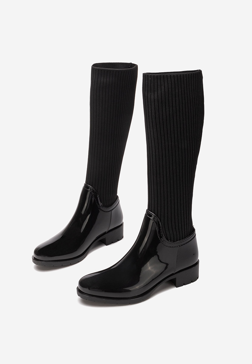 Czarne kozaki z elastyczną cholewką Filebra