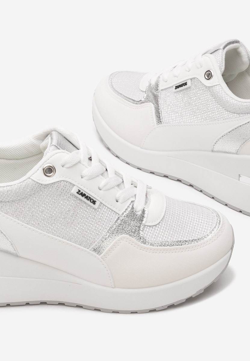 Białe sneakersy na koturnie Zaneta