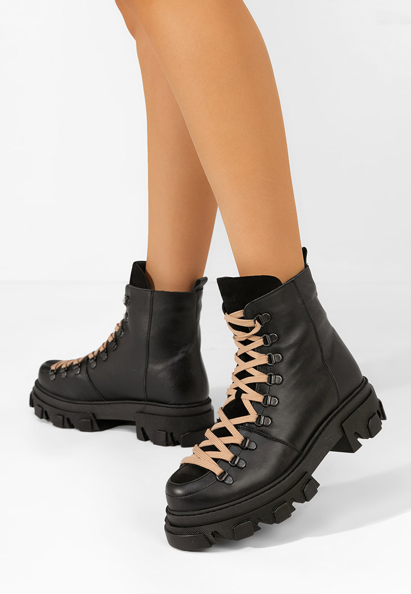 Czarne workery damskie skórzane Mercy