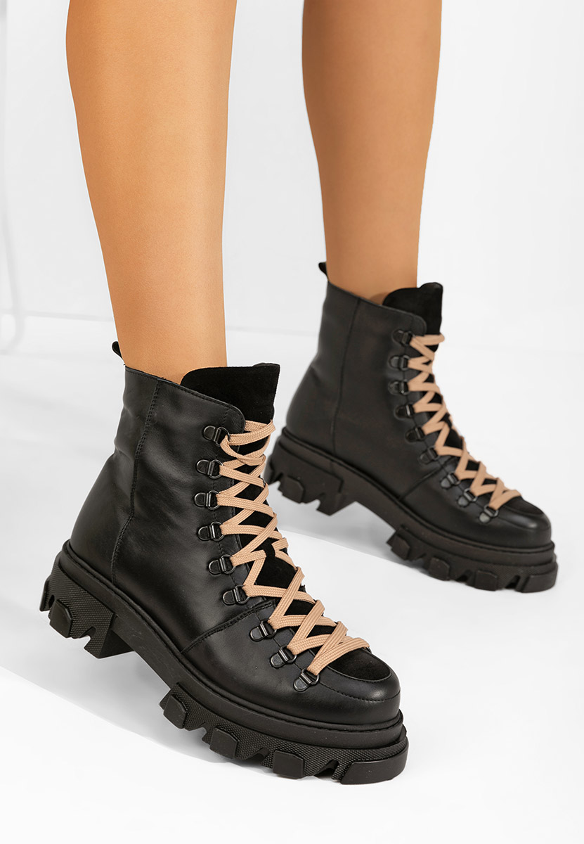 Czarne workery damskie skórzane Mercy