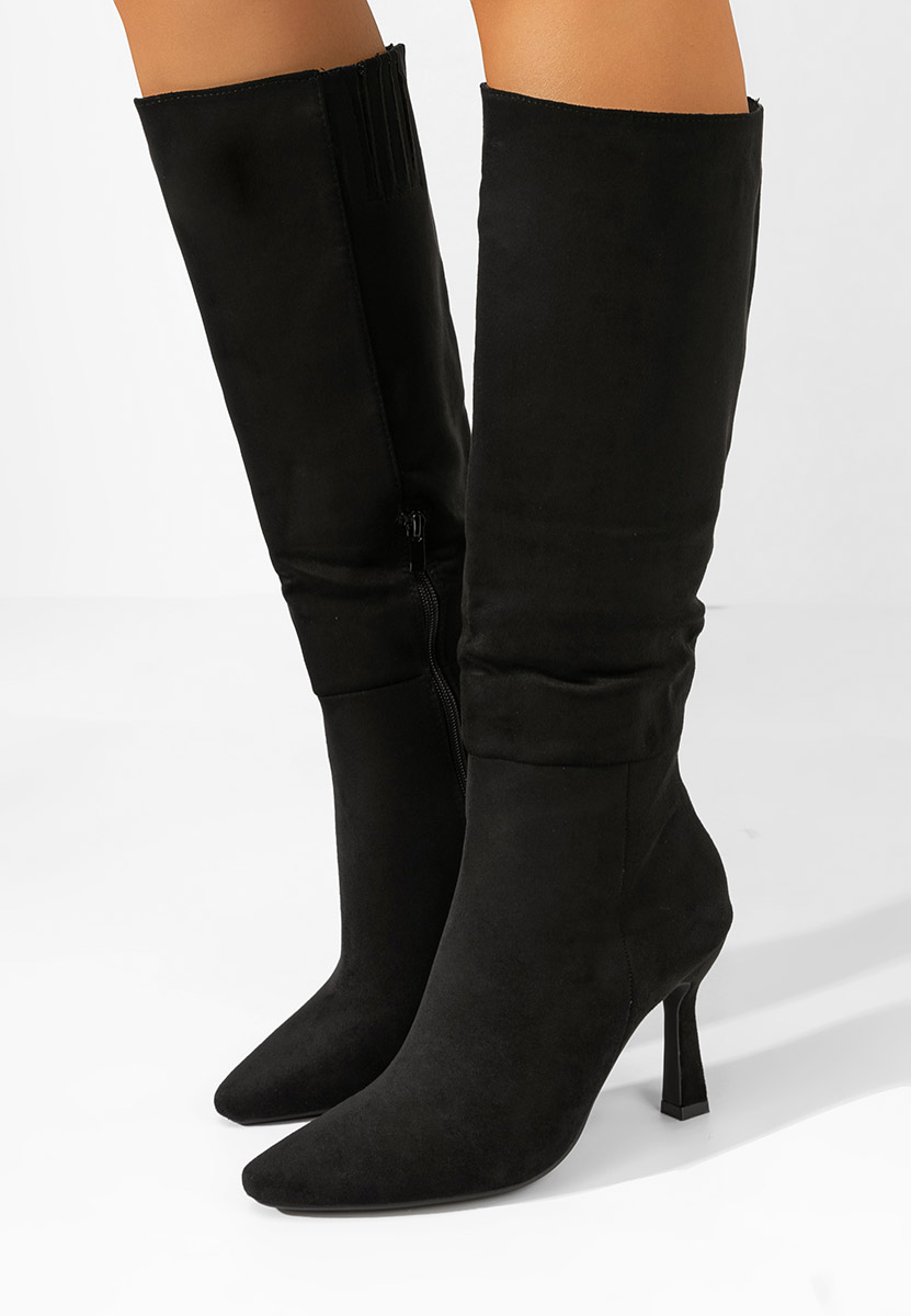 Czarne kozaki na szpilce Tajuana