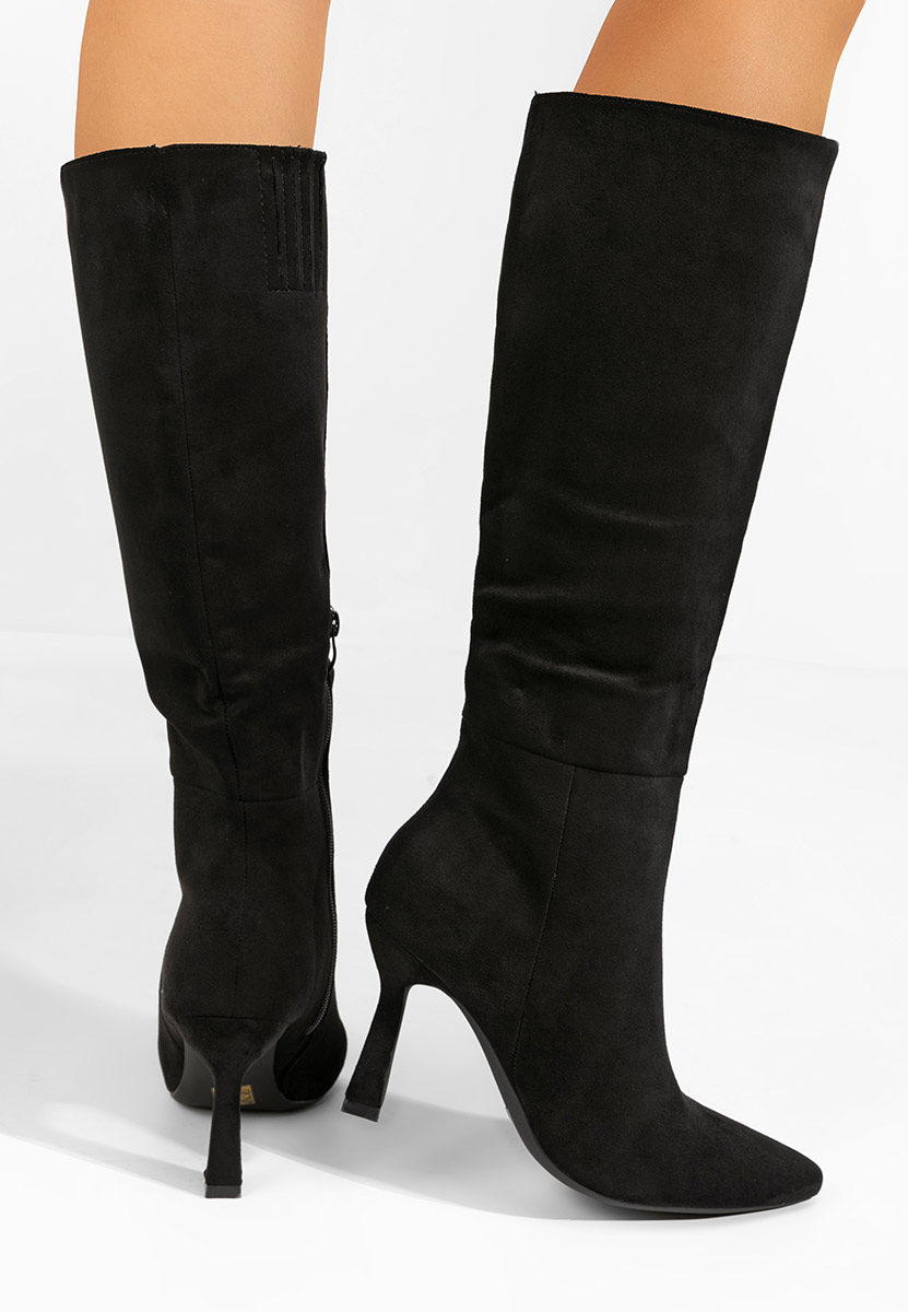 Czarne kozaki na szpilce Tajuana