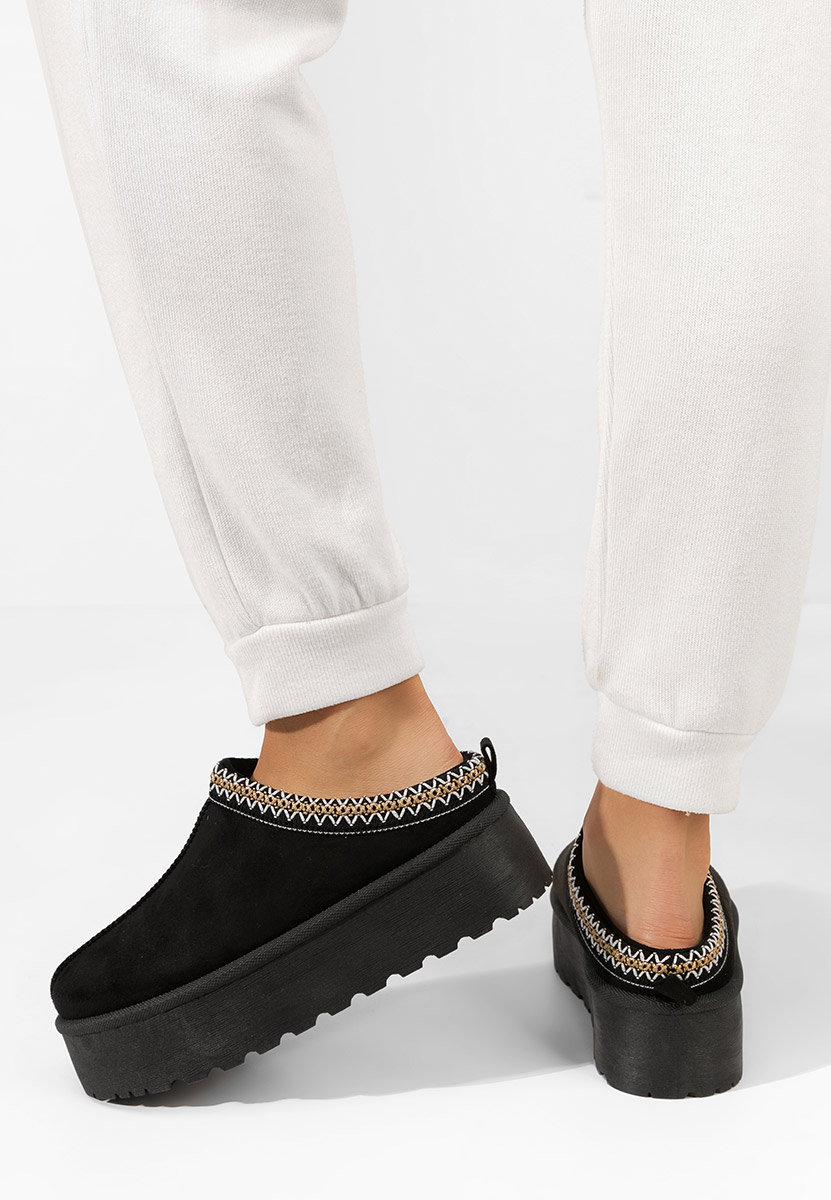 Czarne drewniaki Comfy