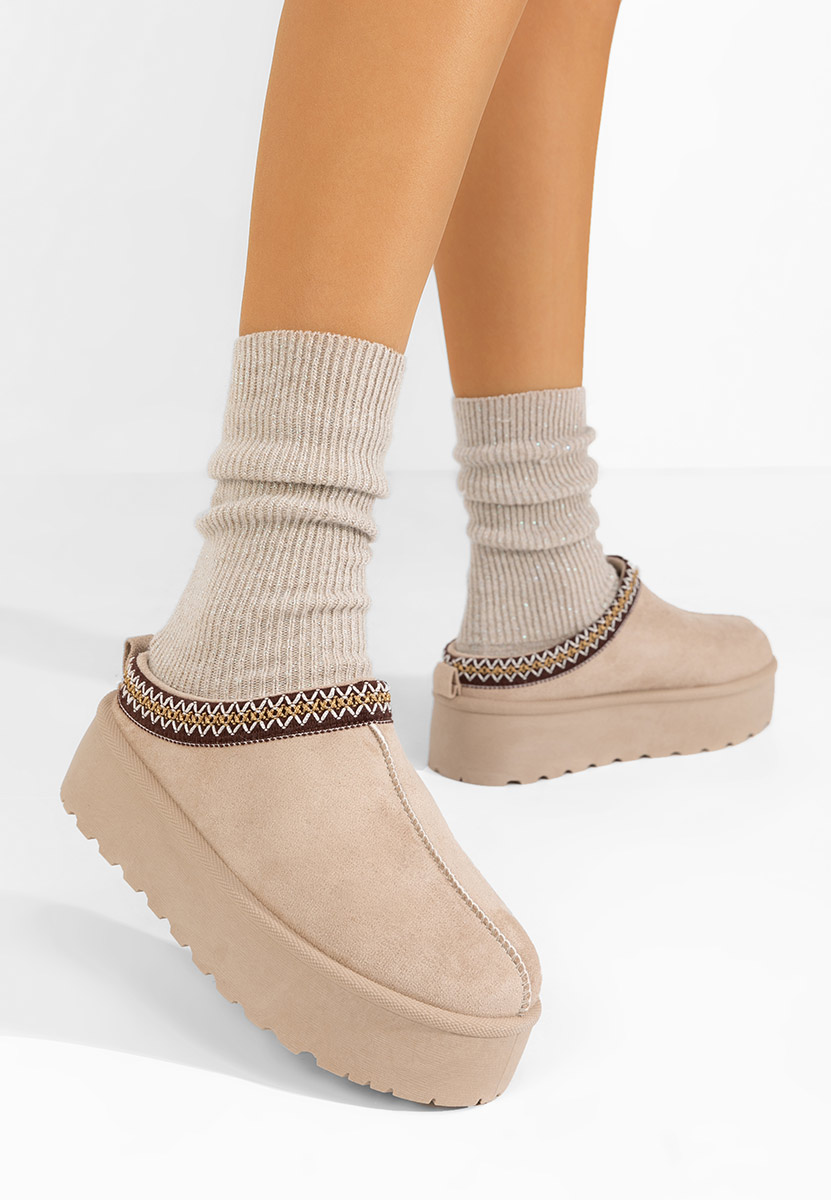 Beżowe drewniaki Comfy