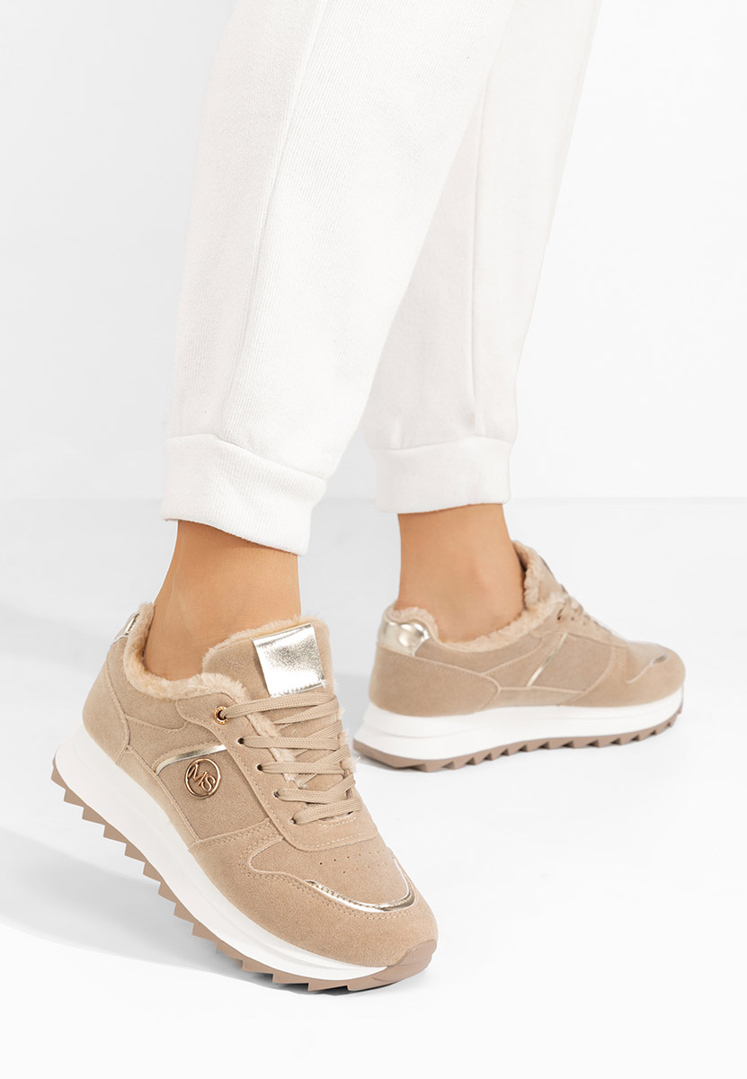 Khaki zimowe sneakersy damskie Carris