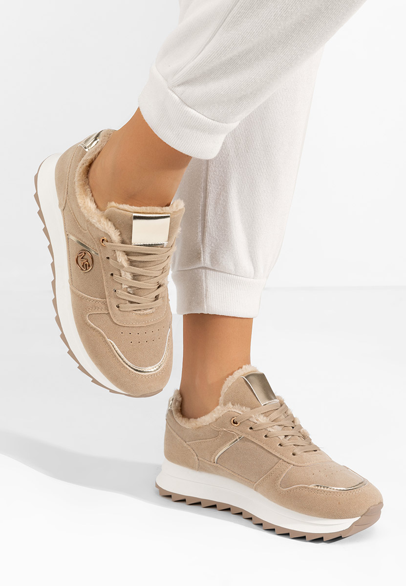 Khaki zimowe sneakersy damskie Carris