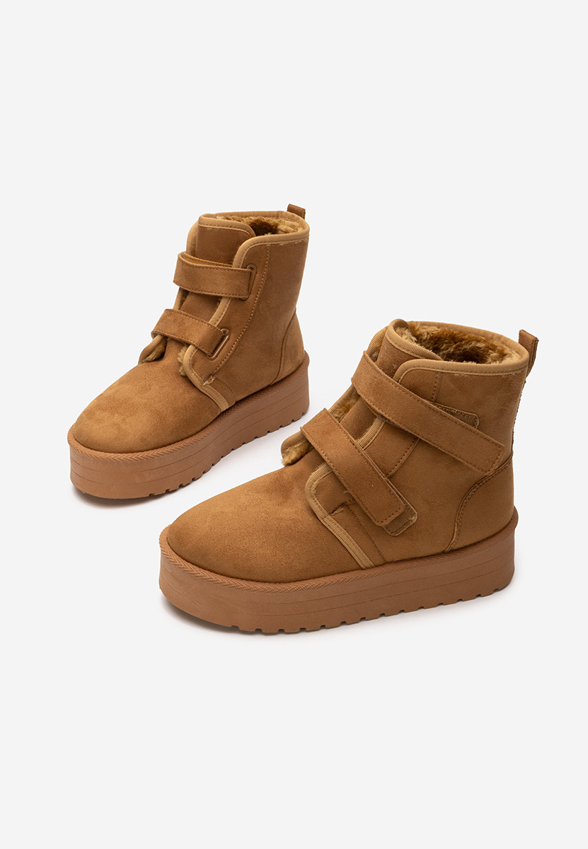 Camelowe botki na platformie Dagmar