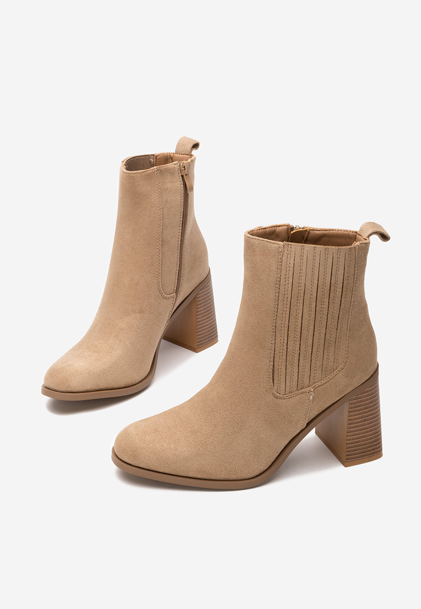 Khaki botki na słupku Elowyn