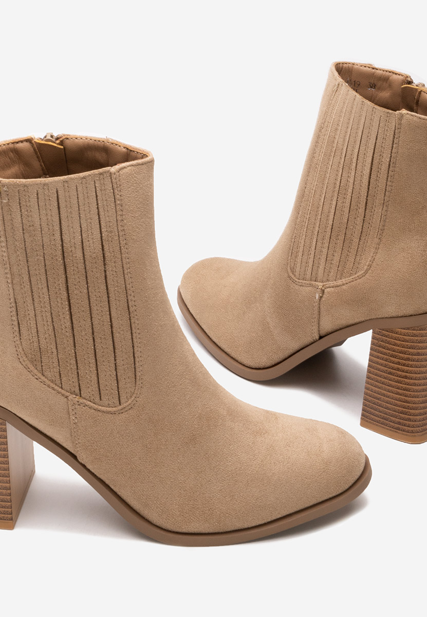 Khaki botki na słupku Elowyn