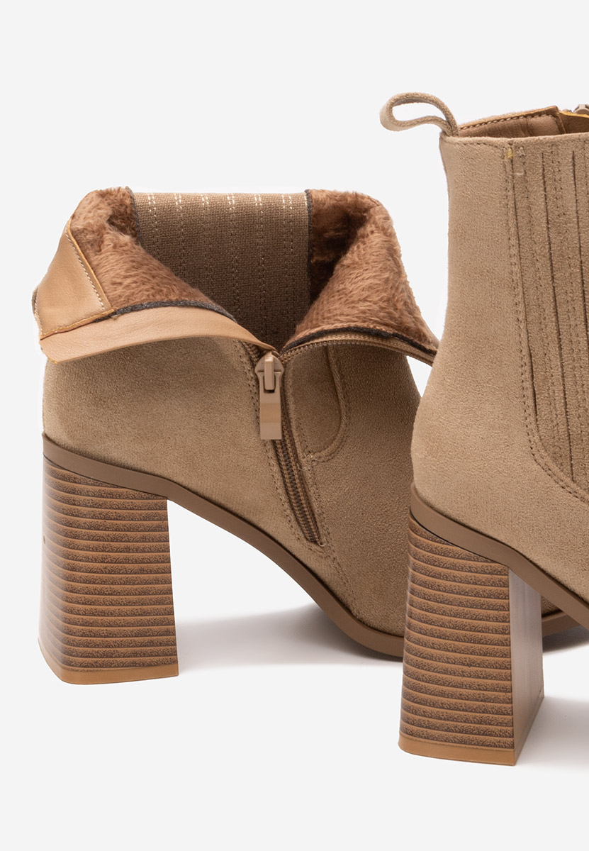 Khaki botki na słupku Elowyn