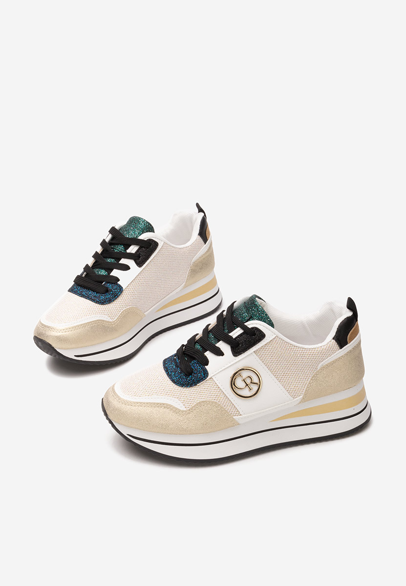 Złote sneakersy na koturnie Zarida