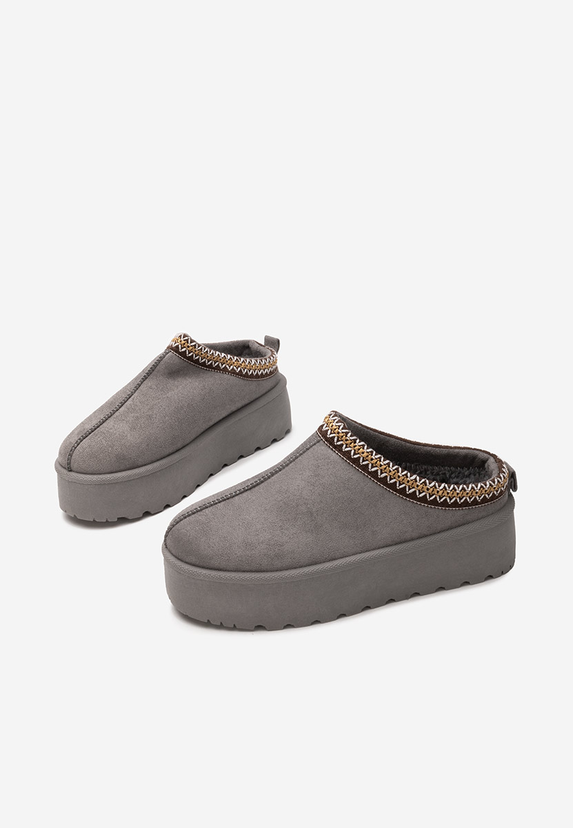 Szare klapki na platformie Comfy