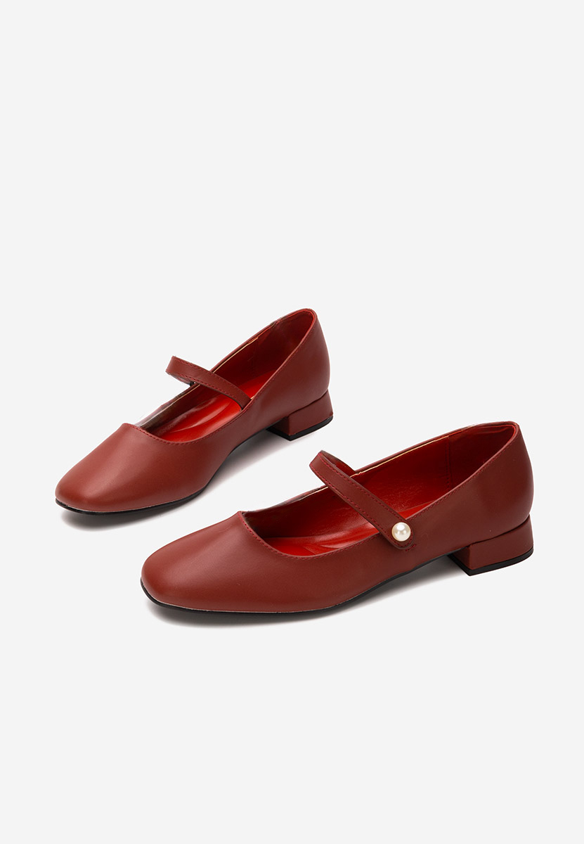 Czerwone czółenka na niskim obcasie Jenelle