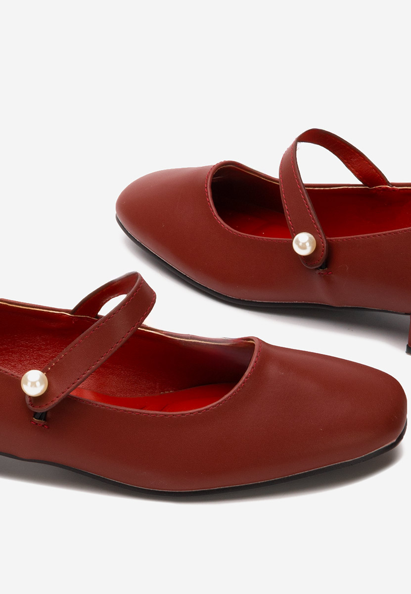 Czerwone czółenka na niskim obcasie Jenelle