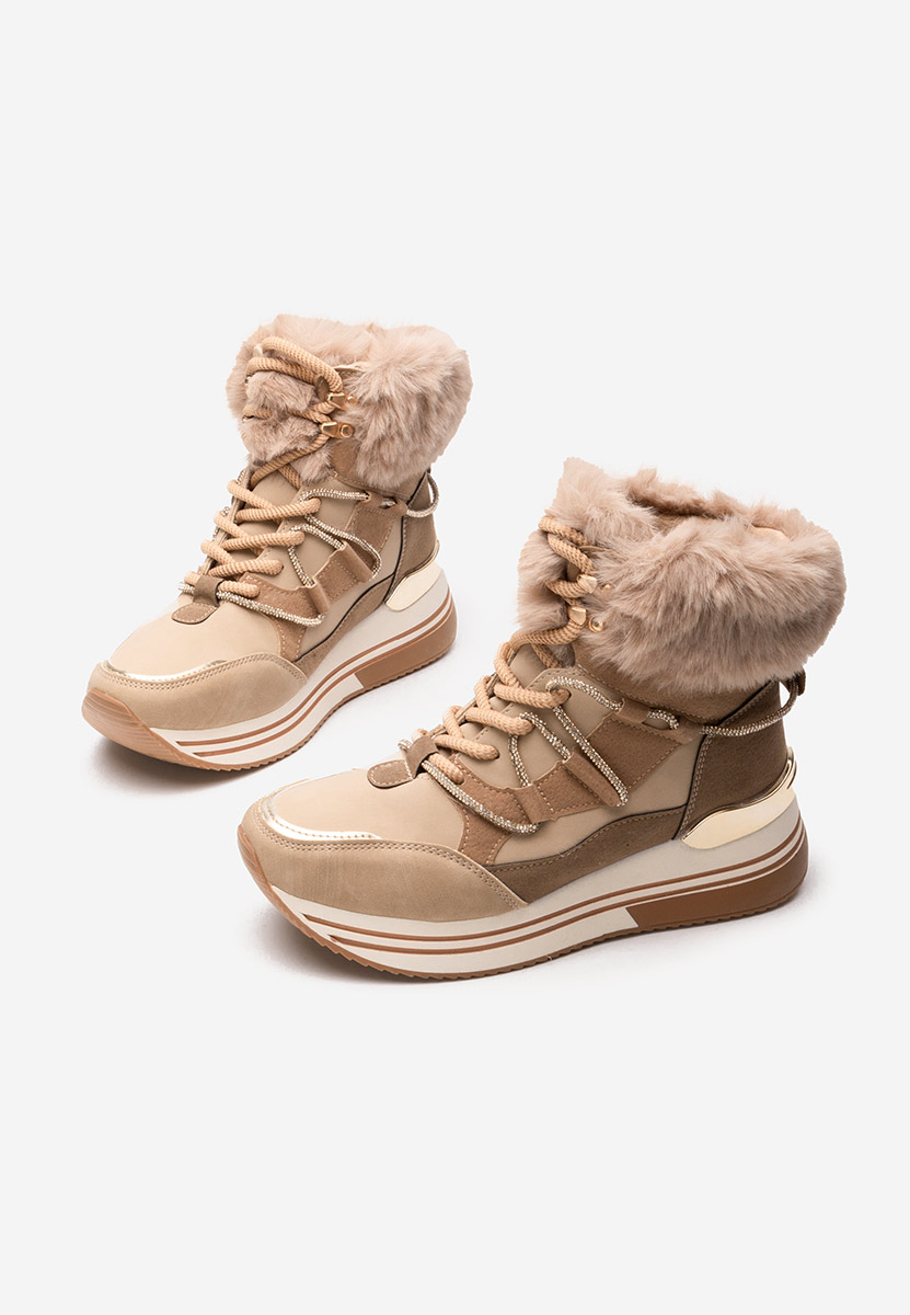 Khaki zimowe sneakersy damskie Carolee