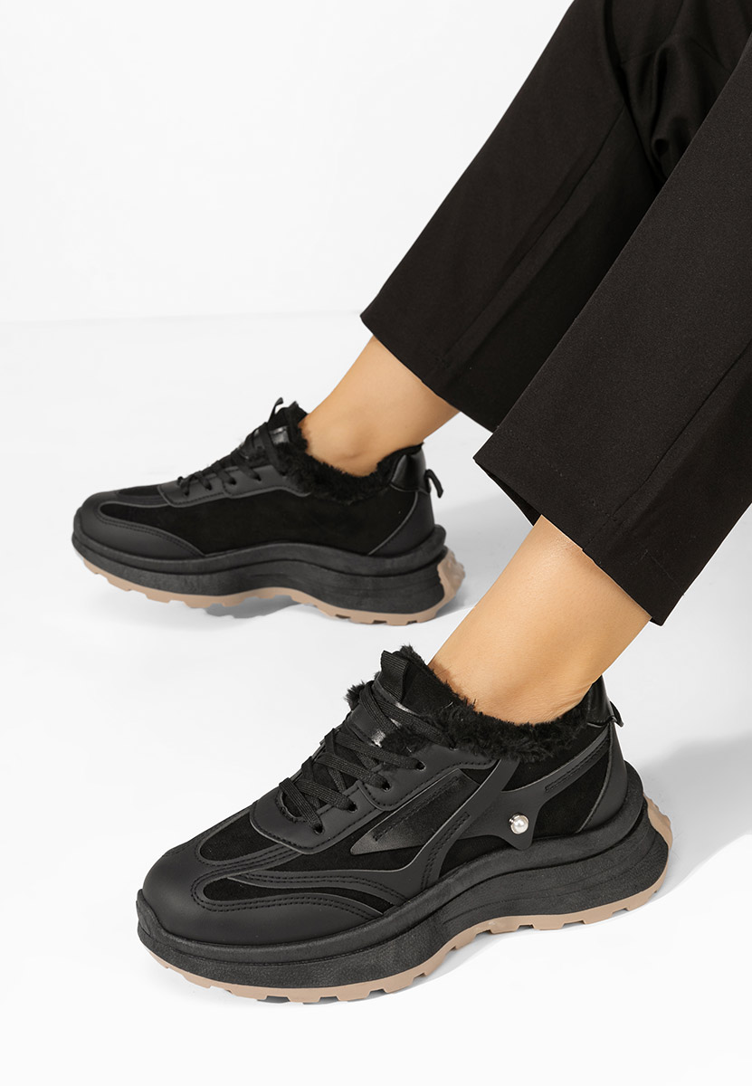 Czarne zimowe sneakersy damskie Elliza