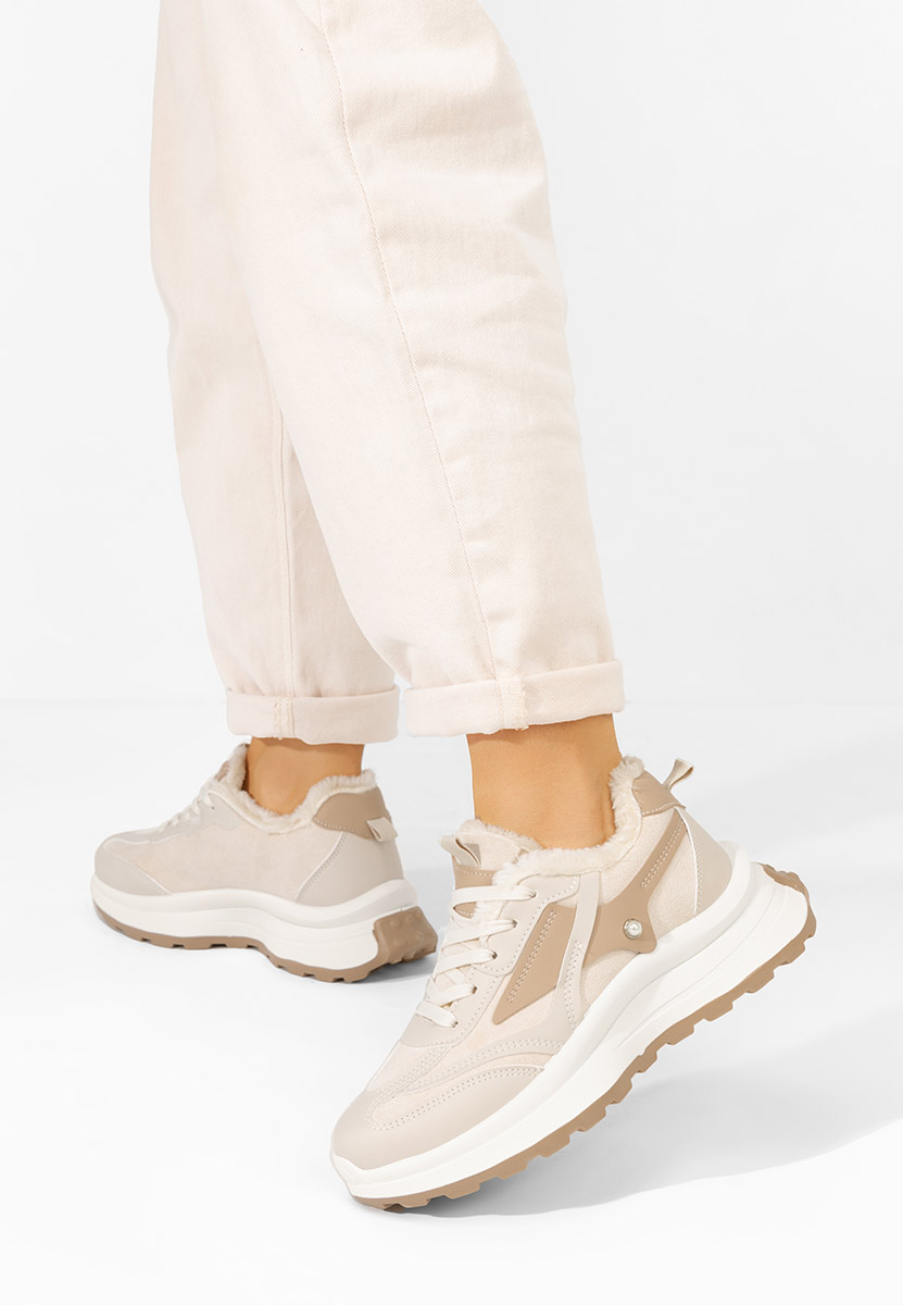 Beżowe zimowe sneakersy damskie Elliza