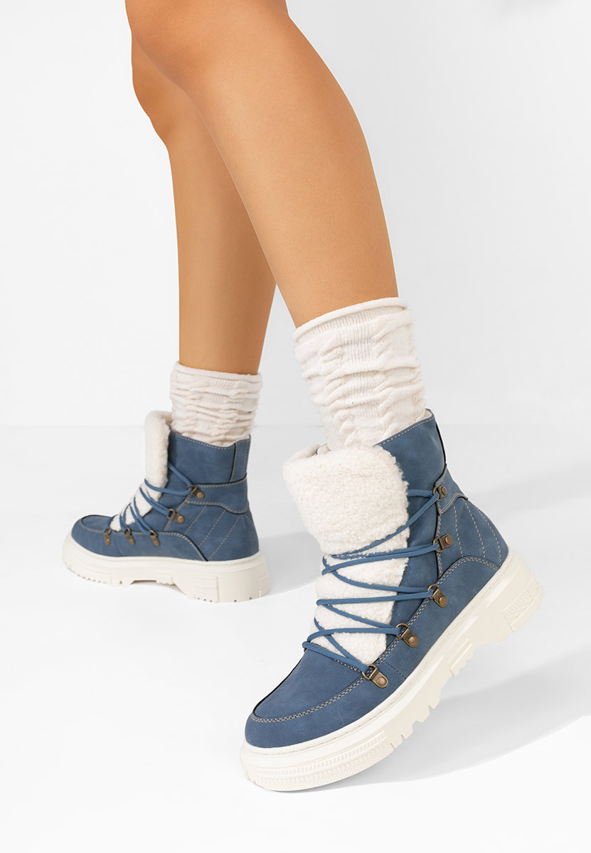 Niebieskie botki damskie ocieplane Reatha Niebieskie botki damskie ocieplane Reatha
