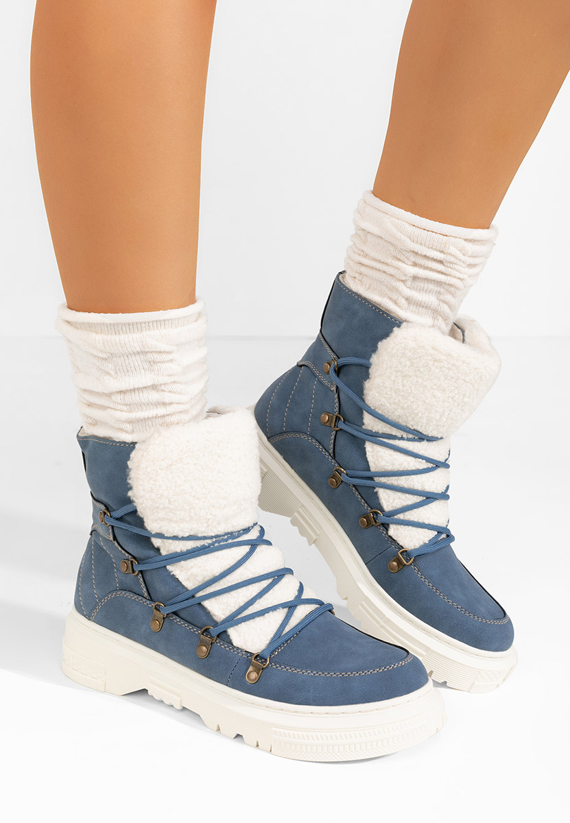 Niebieskie botki damskie ocieplane Reatha Niebieskie botki damskie ocieplane Reatha