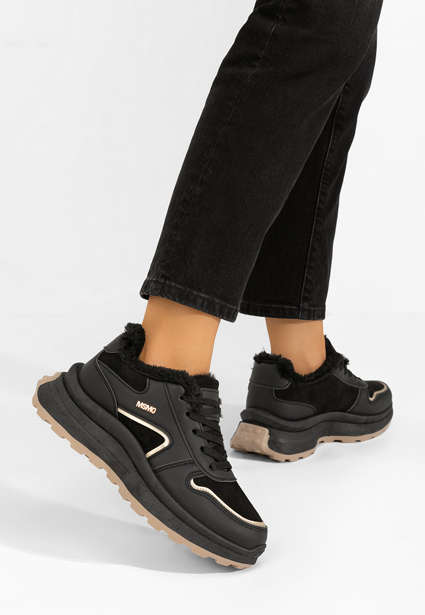 Czarne zimowe sneakersy damskie Azaira