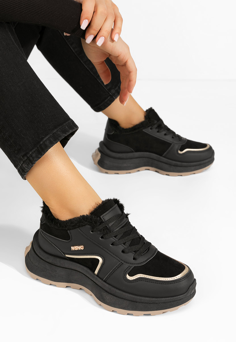 Czarne zimowe sneakersy damskie Azaira