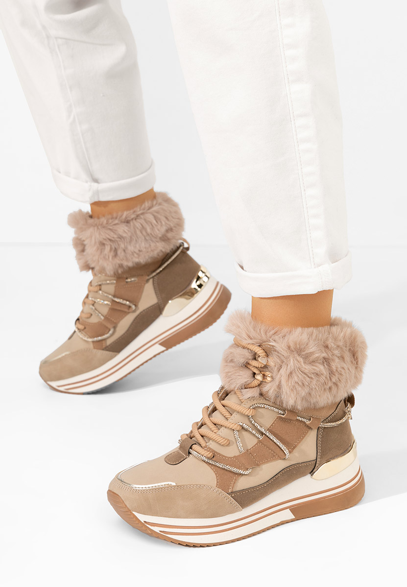 Khaki zimowe sneakersy damskie Carolee