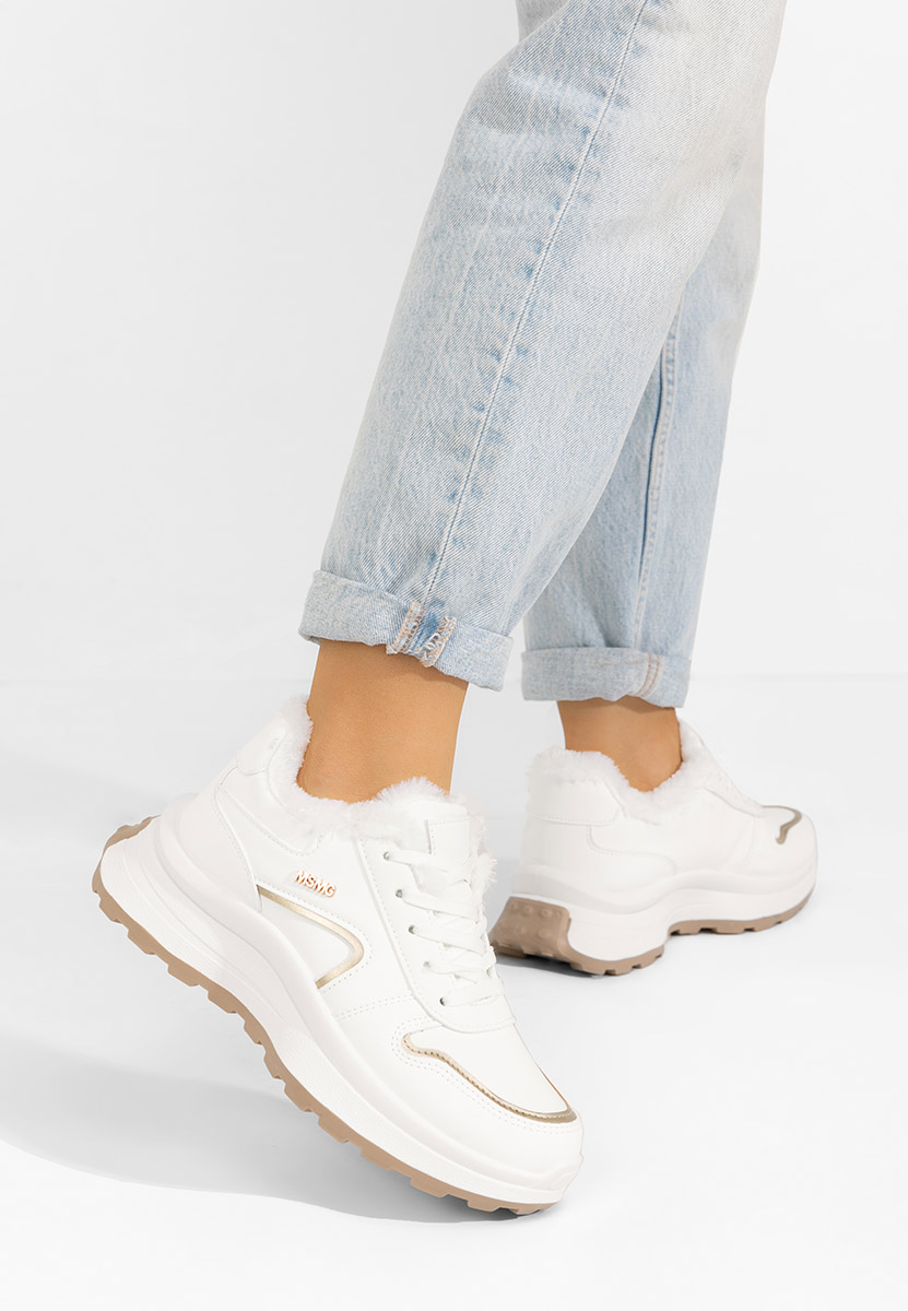 Białe zimowe sneakersy damskie Azaira