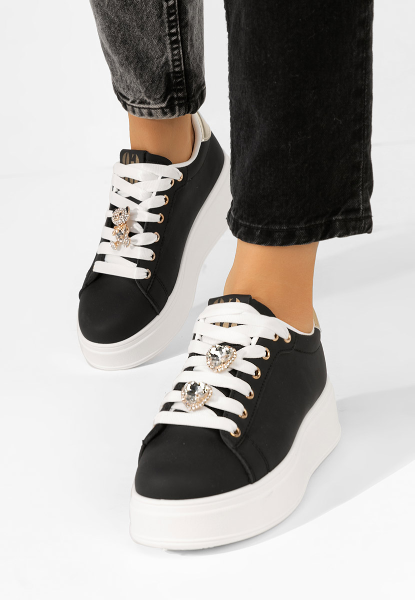 Czarne sneakersy na platformie Ralia i
