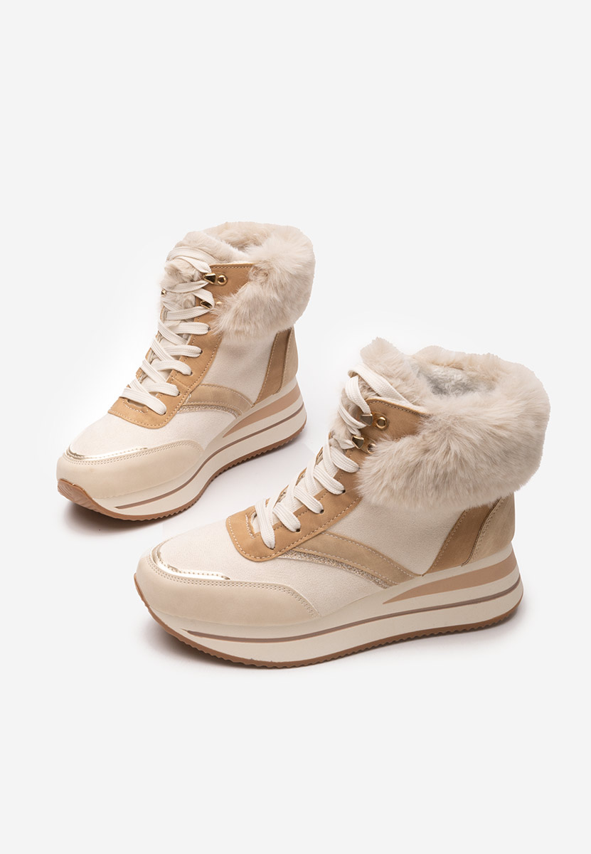 Beżowe zimowe sneakersy damskie Mariah