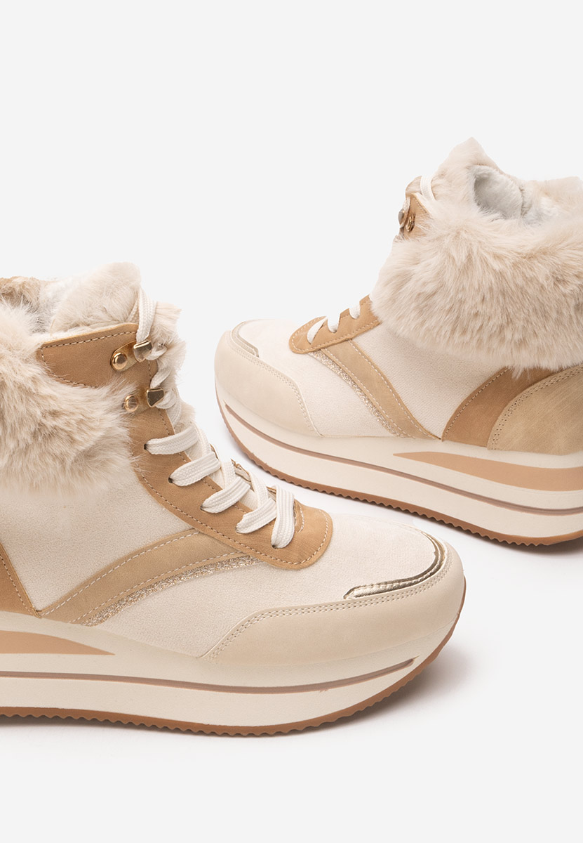 Beżowe zimowe sneakersy damskie Mariah