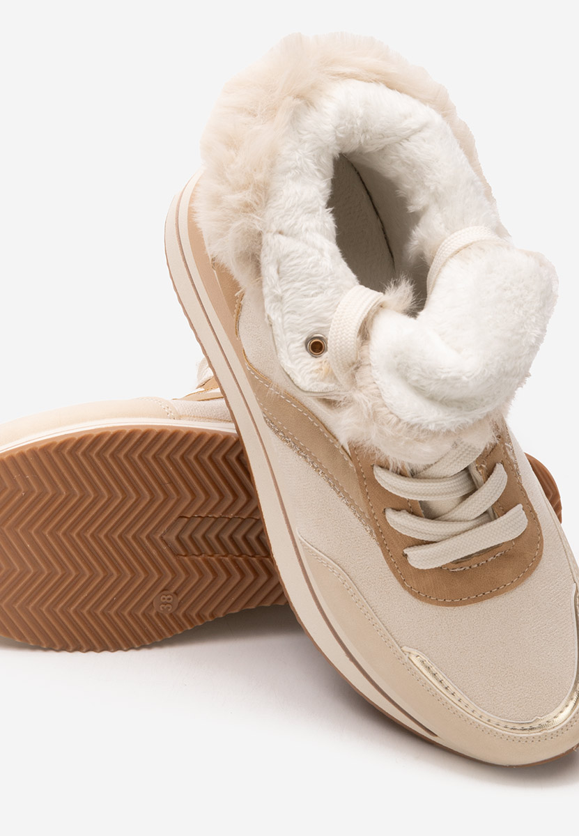 Beżowe zimowe sneakersy damskie Mariah